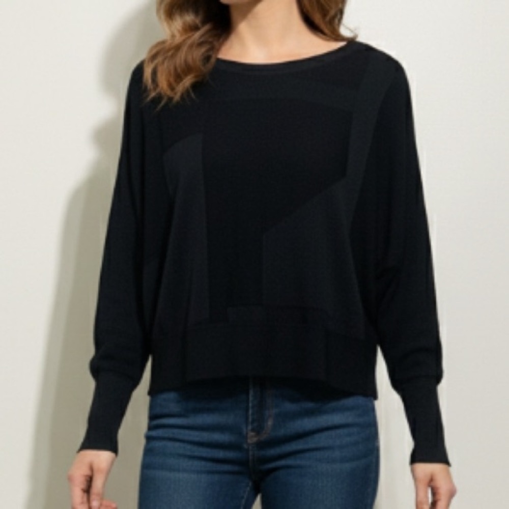 Josef Ribkoff Size Small Block Print Knit Blouse
